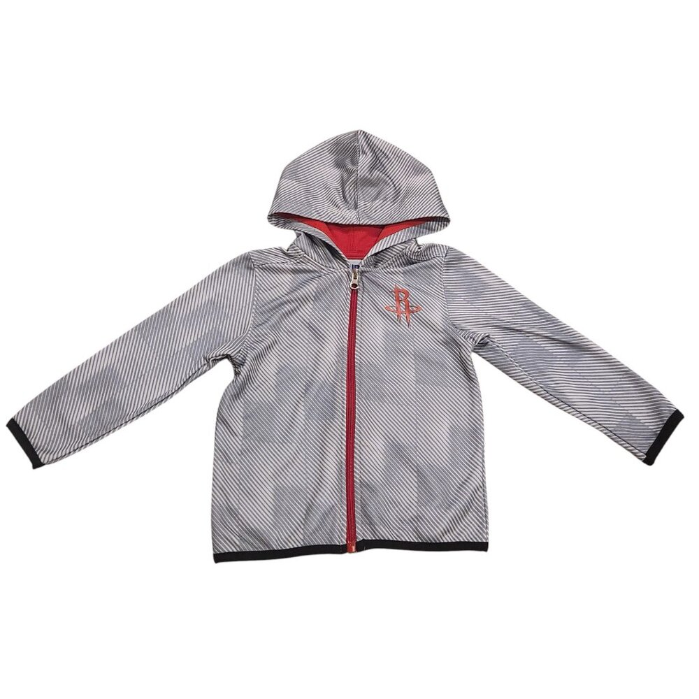 NBA Rockets Gray Red Zip Up Hoodie Youth Size 3T Athletic - Picture 2 of 8